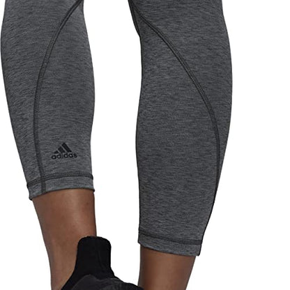 adidas Women's Optime Training Icons 3-Stripes 7/8 Tights, Dark Grey Heather, 2X-Large/Petite