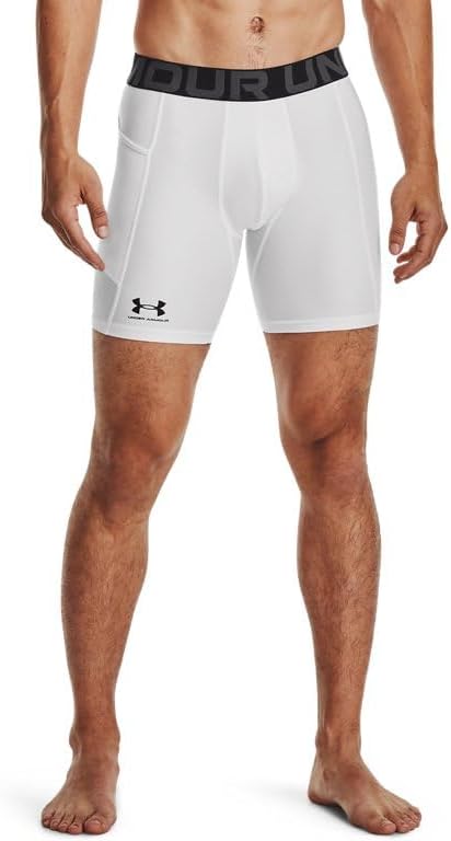 Under Armour Men's Armour HeatGear Compression Shorts, White (100)/Black, 3X-Large Tall