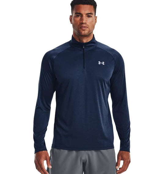 Under Armour Men's Velocity 2.0 1/4 Zip Loose Navy Long Sleeve T-Shirt (XL)