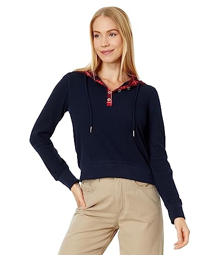 Tommy Hilfiger Mixed Media Waffle Hoodie Sky Captain MD (US 8-10)
