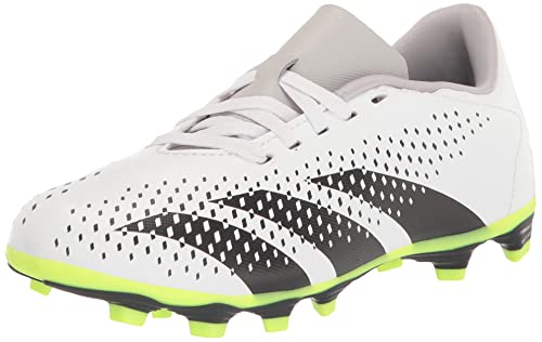 adidas Predator Accuracy.4 Firm Ground Sneaker, White/Core Black/Lucid Lemon, 5 US Unisex Big Kid