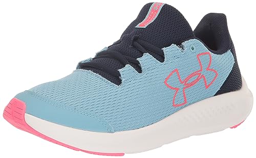 Under Armour Girls Grade School Pursuit 3 Big Logo Running Shoe, (400) Blizzard/Midnight Navy/Pink Shock, 5 Kid