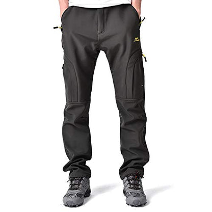 TREKEK Men's Warm Ski Hiking Softshell Fleece Lined Winter Outdoor Windproof Waterproof Pants, Army Green, 34W x 30L