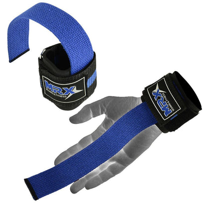 MRX Weight Lifting Bar Straps With Wrist Support Wraps Heavy Duty Bodybuilding Workout Gym Padded Strap Pair - Triathlete Store