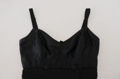 Dolce & Gabbana Black Fit Wool Stretch Sheath Mini Dress