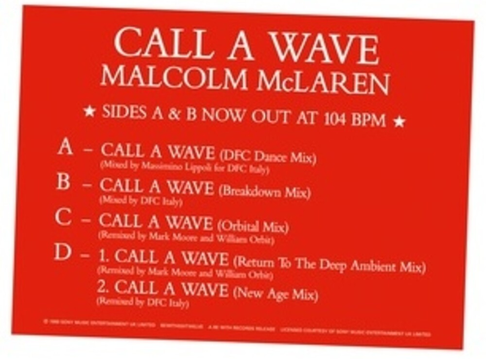 Malcolm Mclaren  & The Bootzilla Orchestra - Call A Wave Remixes [12" Vinyl]