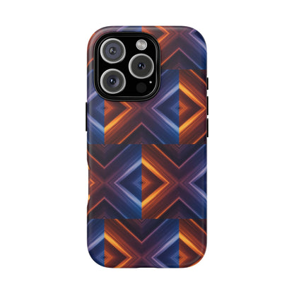 Stylish Tough Phone Case With Blue & Orange Abstract Design