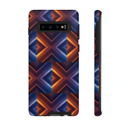 Stylish Tough Phone Case With Blue & Orange Abstract Design