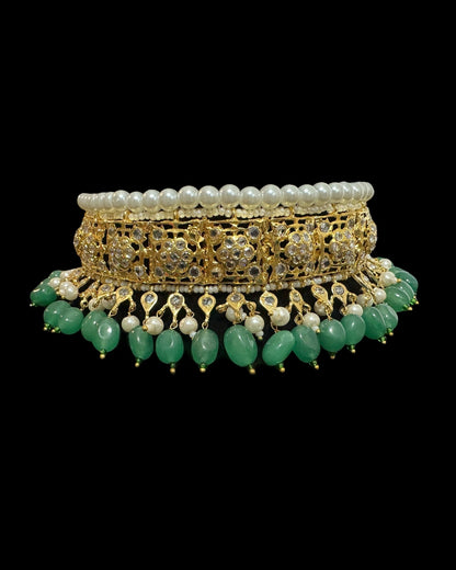 c562 sifat jadavi lacha in green  beads (READY TO SHIP  )