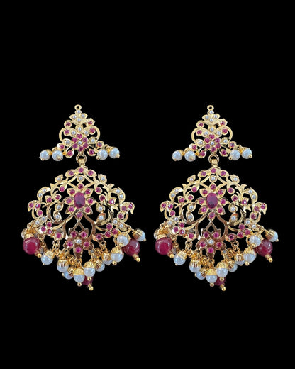 C570 Gold plated jadau choker in Ruby pearls ( READY TO SHIP )