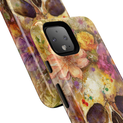 Unique Floral Skull Tough Phone Case
