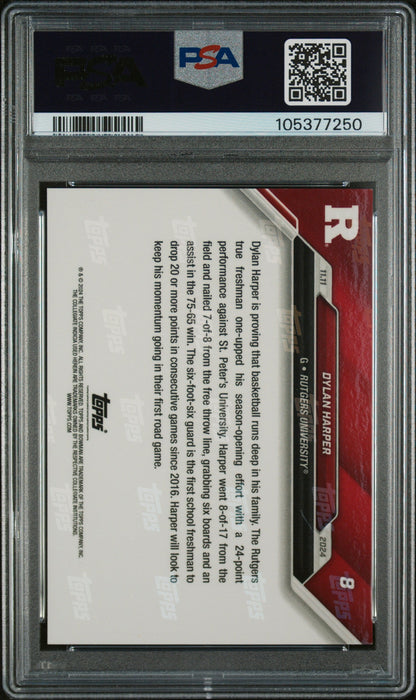 Graded 2024 Topps Bowman U Now Dylan Harper #8 Red #/10 Rookie RC Basketball Card PSA Authentic Auto