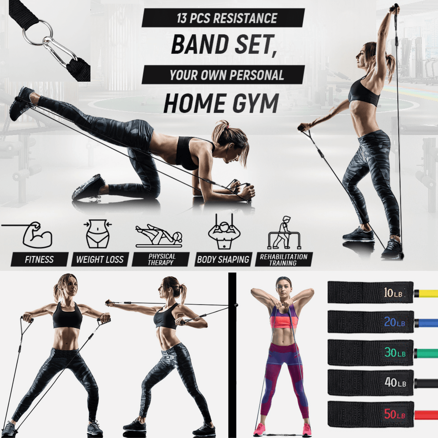 JupiterGear Intey 13-Pcs Resistance Band Home Workout Set