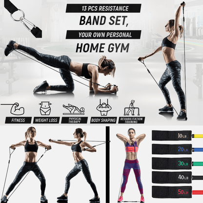 JupiterGear Intey 13-Pcs Resistance Band Home Workout Set