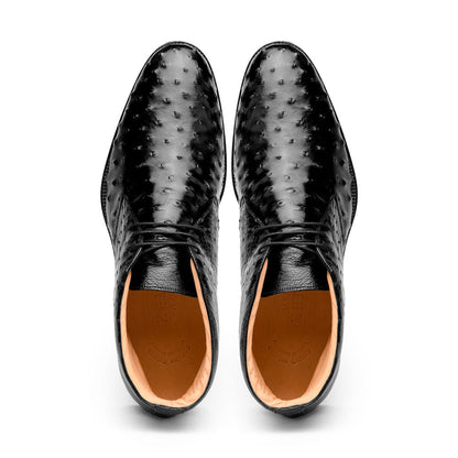 43-594-BLK MARCO Ostrich Quill Chukka Boot, Black