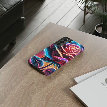 Artistic Neon Rose Tough Phone Case