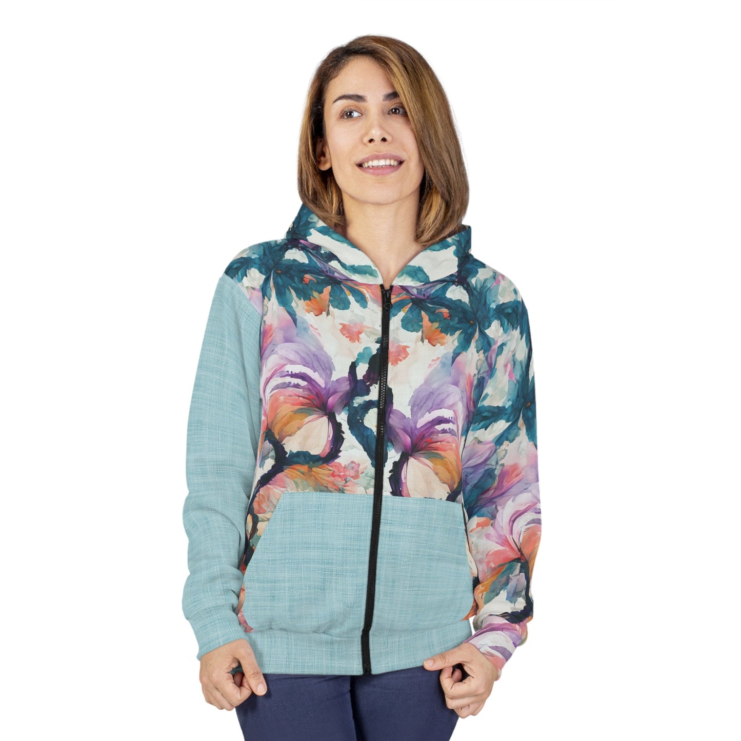 Watercolor Orchid Unisex Zip Hoodie