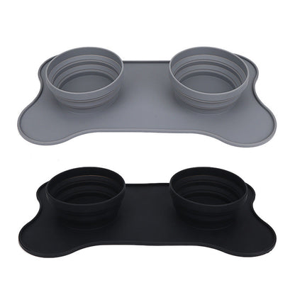 Silicone Pet Double Bowl with Mat