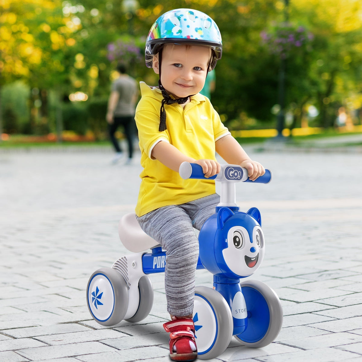 Baby Balance Bike No Pedal Lightweight Infant 4 Wheels Baby Bicycle-Blue