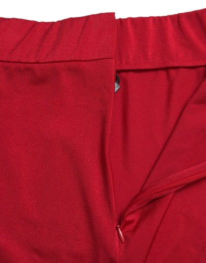 Dolce & Gabbana Red Stretch High Waist Cropped Leggings Pants