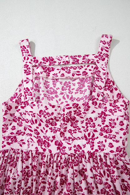 Floral Cutout Back Square Neck Maxi Dress