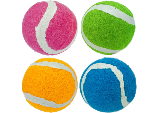 Multipet Minipet Squeaky Tennis Balls - Assorted Colors 4pk