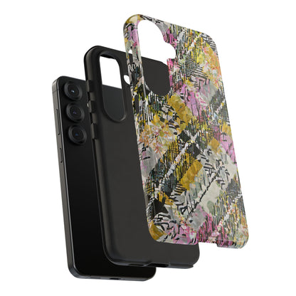 Purple Plaid Floral Artistic Tough Phone Case