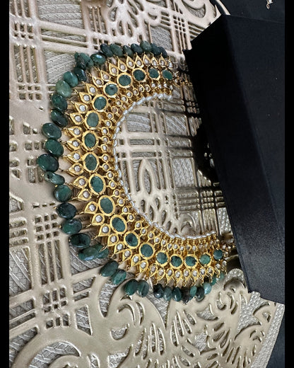 DNS182  Aleezay necklace with emerald stones ( READY TO SHIP  )