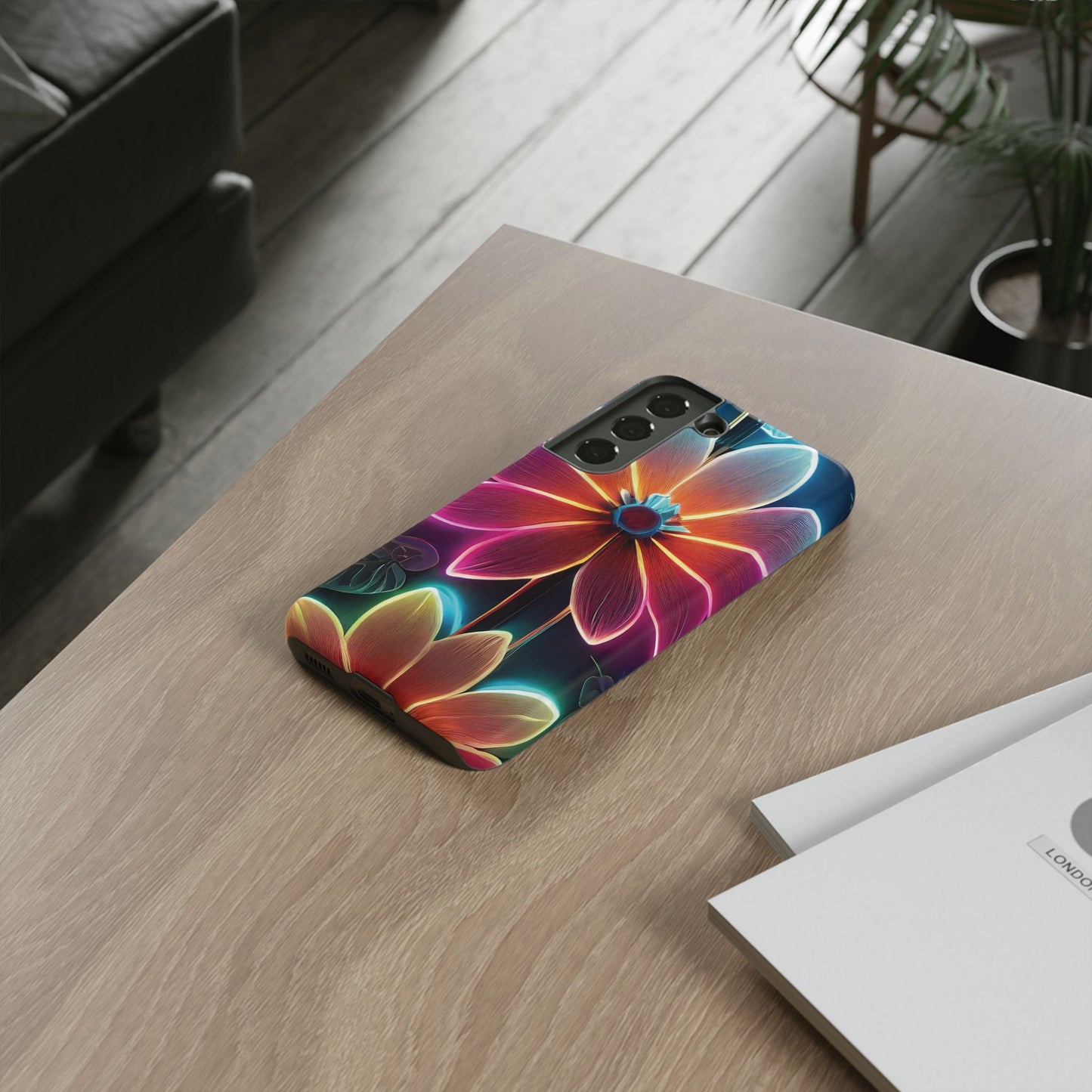 Vibrant Neon Flowers Tough Phone Case