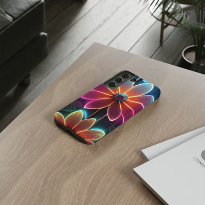 Vibrant Neon Flowers Tough Phone Case