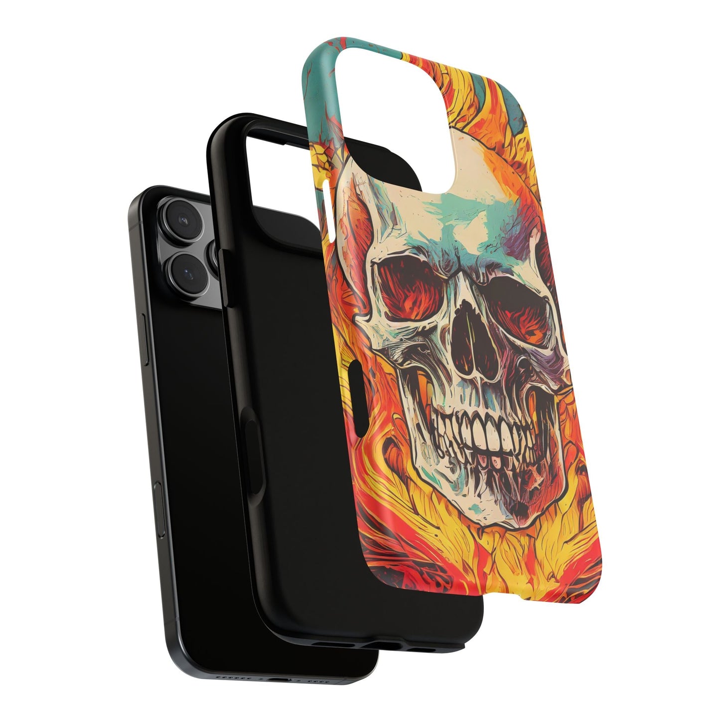 Flaming Skull Tough Phone Case