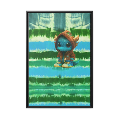 Baby Dragon Jam Aqua Matte Canvas with Black Frame