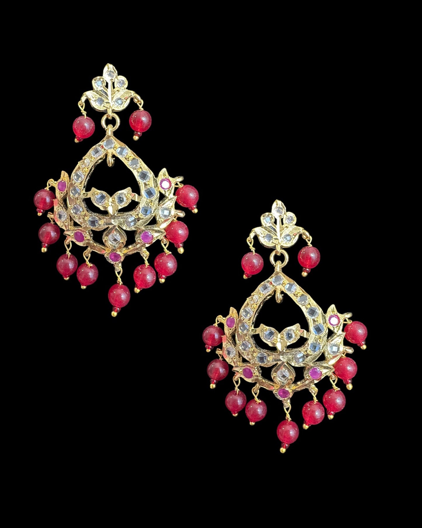 DER745 Dina hyderabadi Ruby Chandbali  ( READY  TO SHIP )