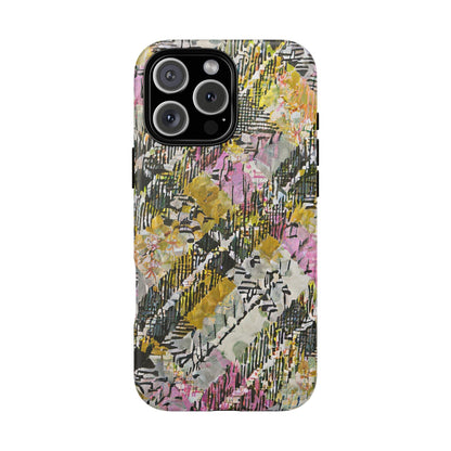 Purple Plaid Floral Artistic Tough Phone Case