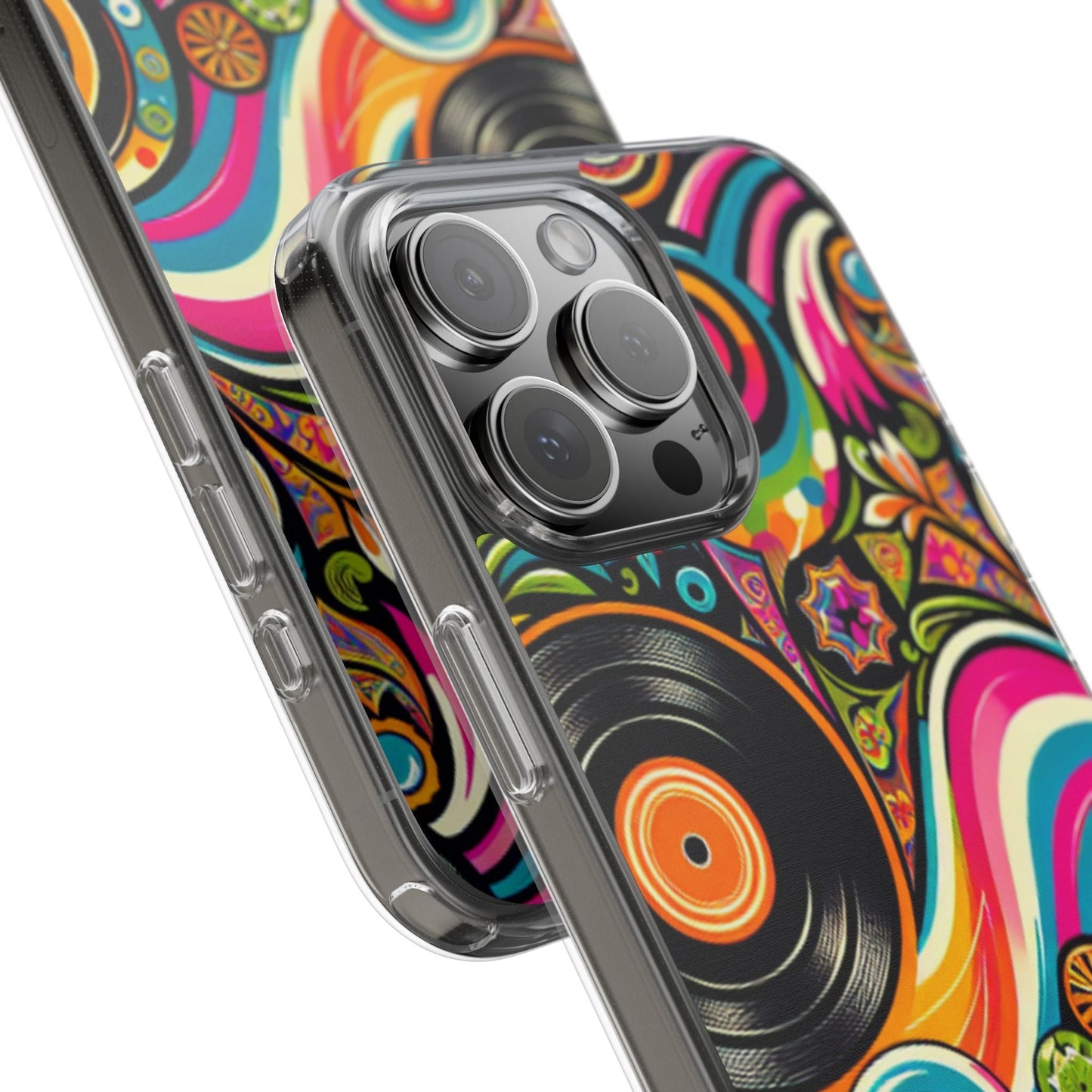 Colorful Vinyl Record Clear Phone Case