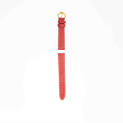 Red Hammered Calfskin Ecru Stitches Watch strap