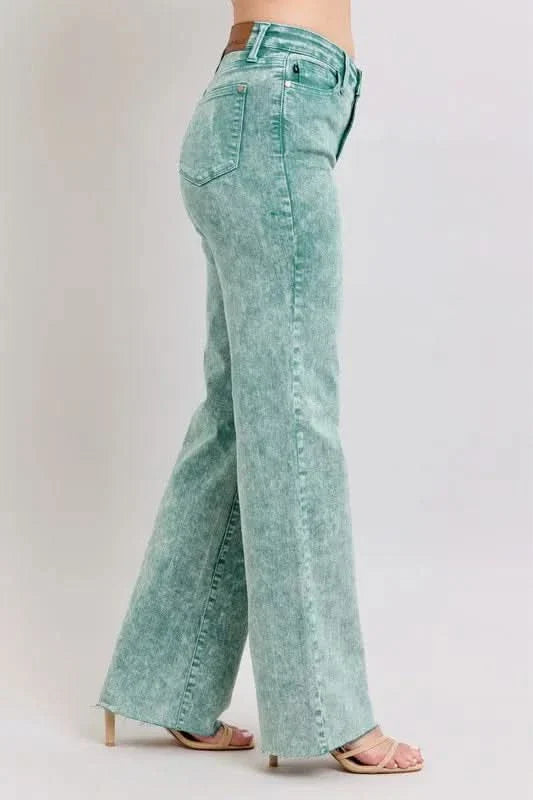 Judy Blue Full Size High Waist Garment Dyed Raw Hem Dad Jean