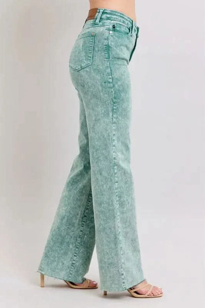 Judy Blue Full Size High Waist Garment Dyed Raw Hem Dad Jean