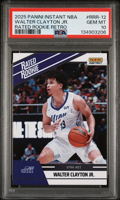 Graded 2025 Panini Instant Walter Clayton Jr. #RRR12 Rated Rookie Retro Rookie RC Basketball Card PSA 10 Gem Mint