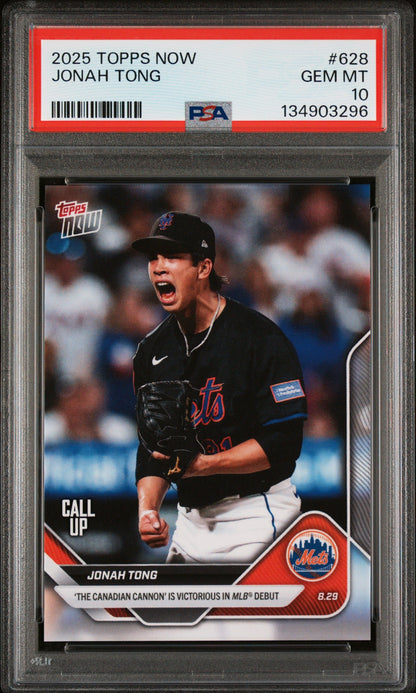 Graded 2025 Topps Now Jonah Tong #628 Rookie RC Baseball Card PSA 10 Gem Mint