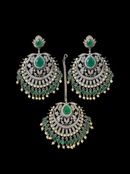 ERTK201 Victorian earrings tika - green ( SHIPS IN 2 WEEKS  )