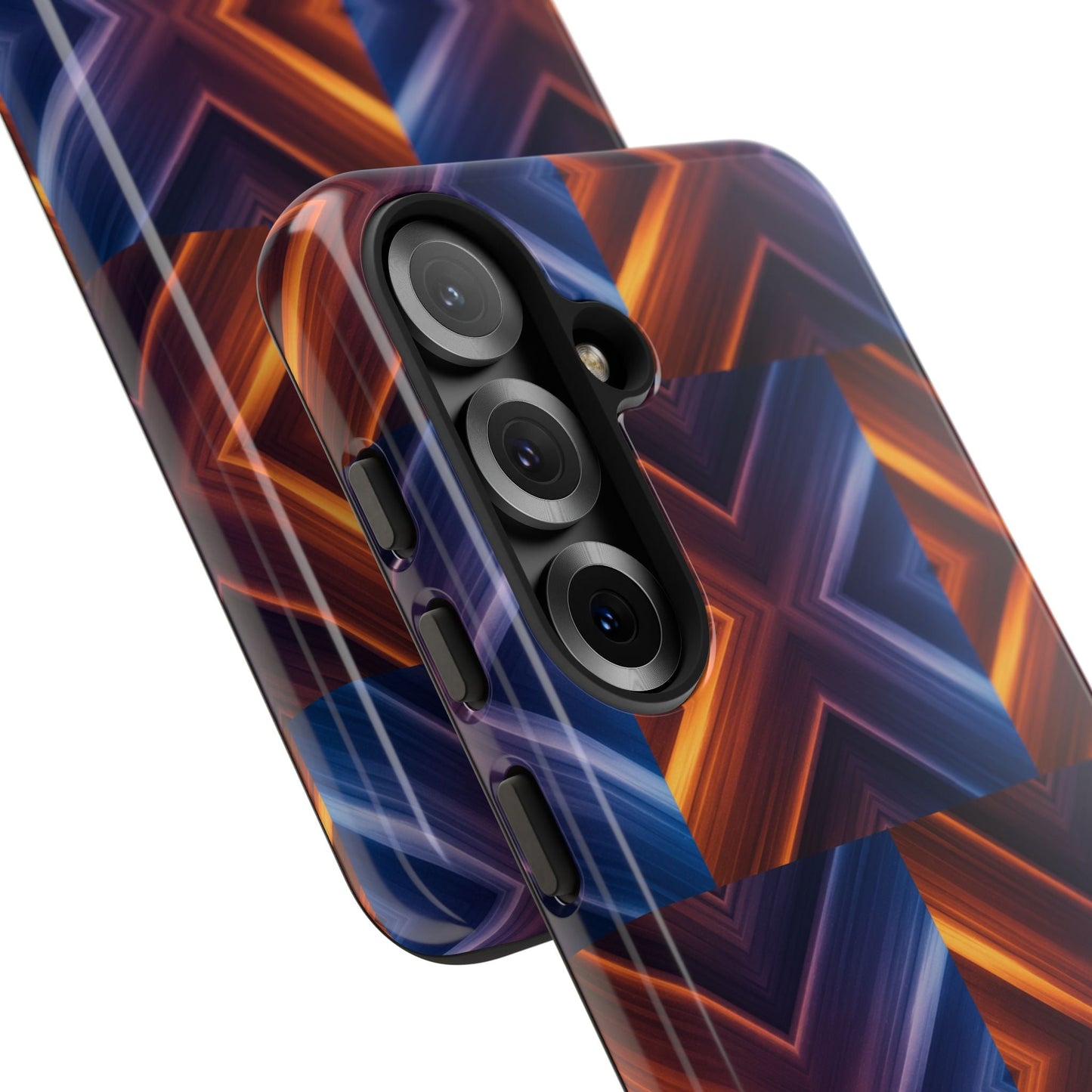 Stylish Tough Phone Case With Blue & Orange Abstract Design