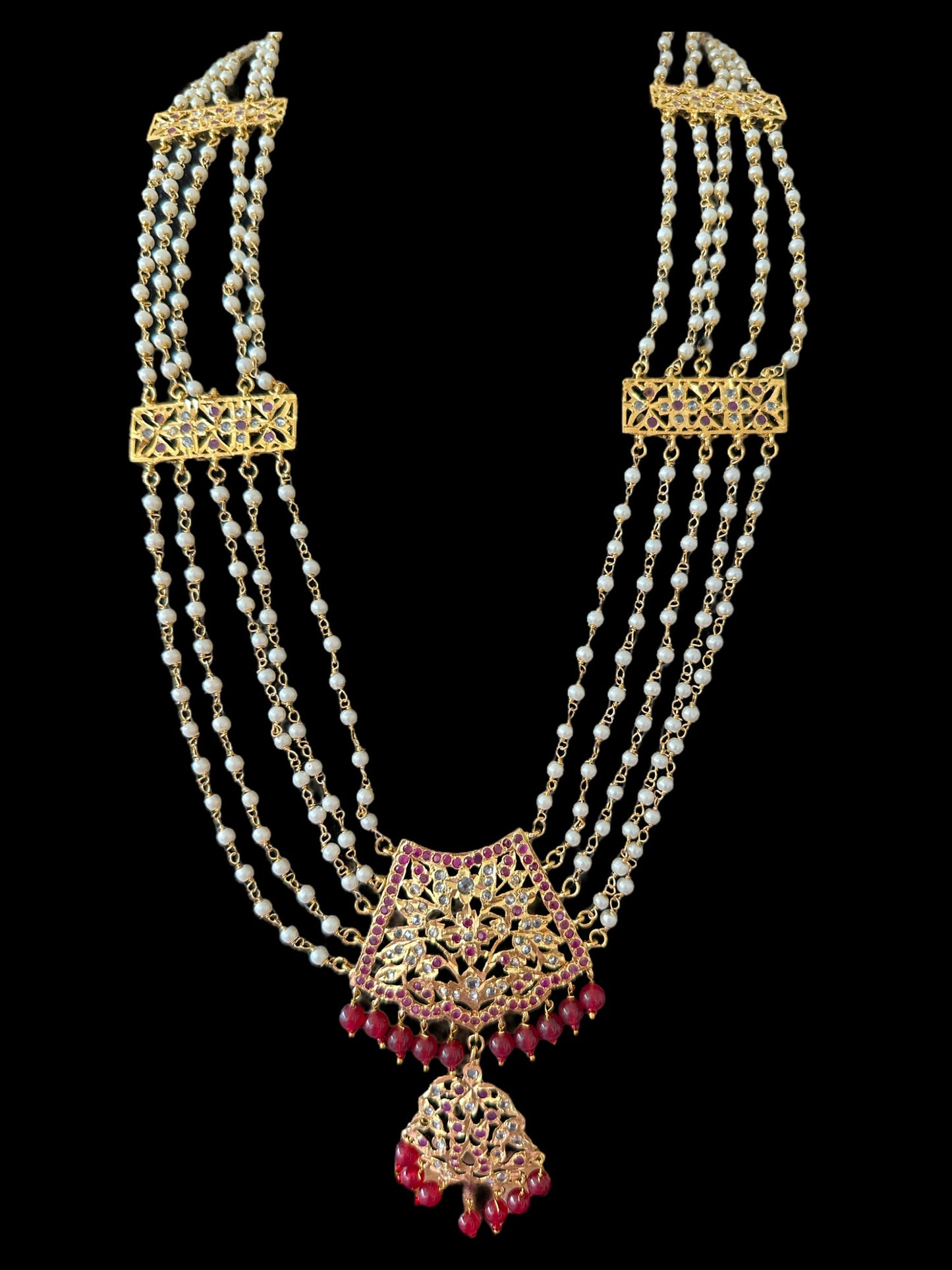 DLN54 Aabha chandan haar (rubies)( SHIPS IN 4 WEEKS )