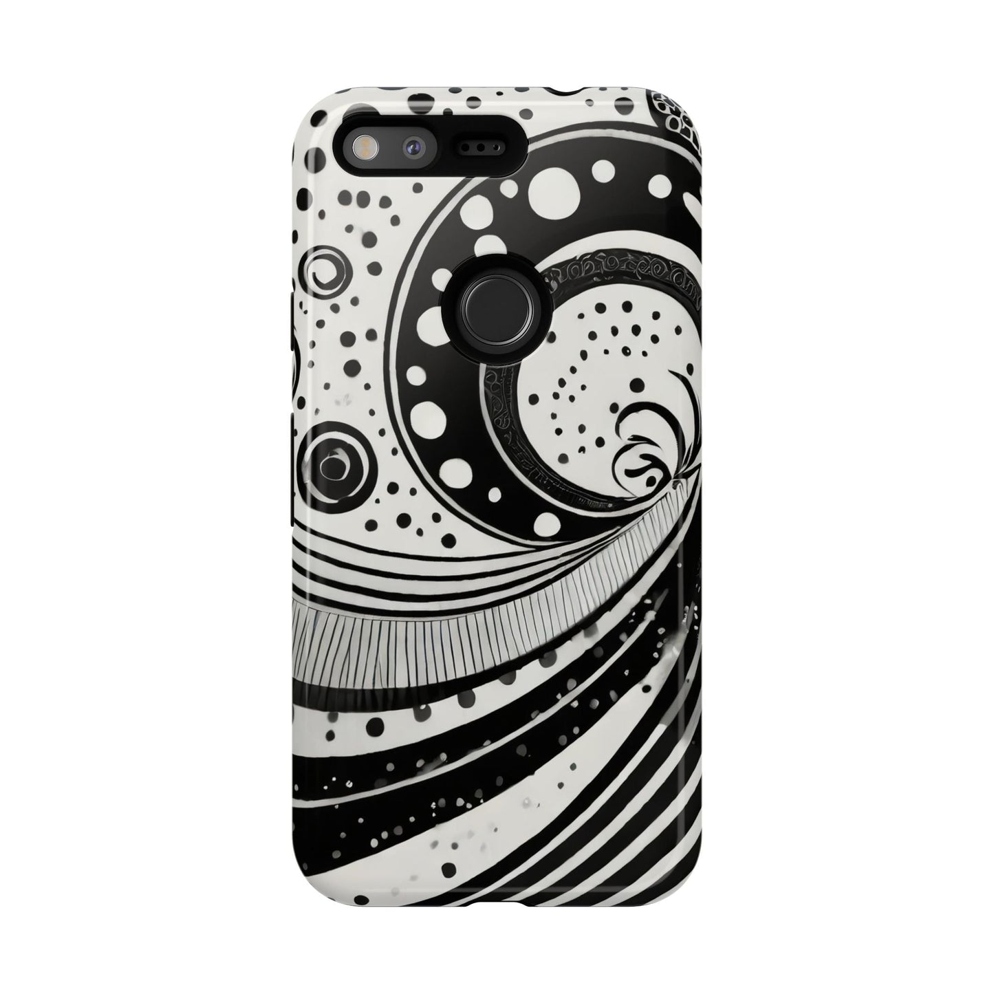 Artistic Black & White Swirl Tough Phone Case