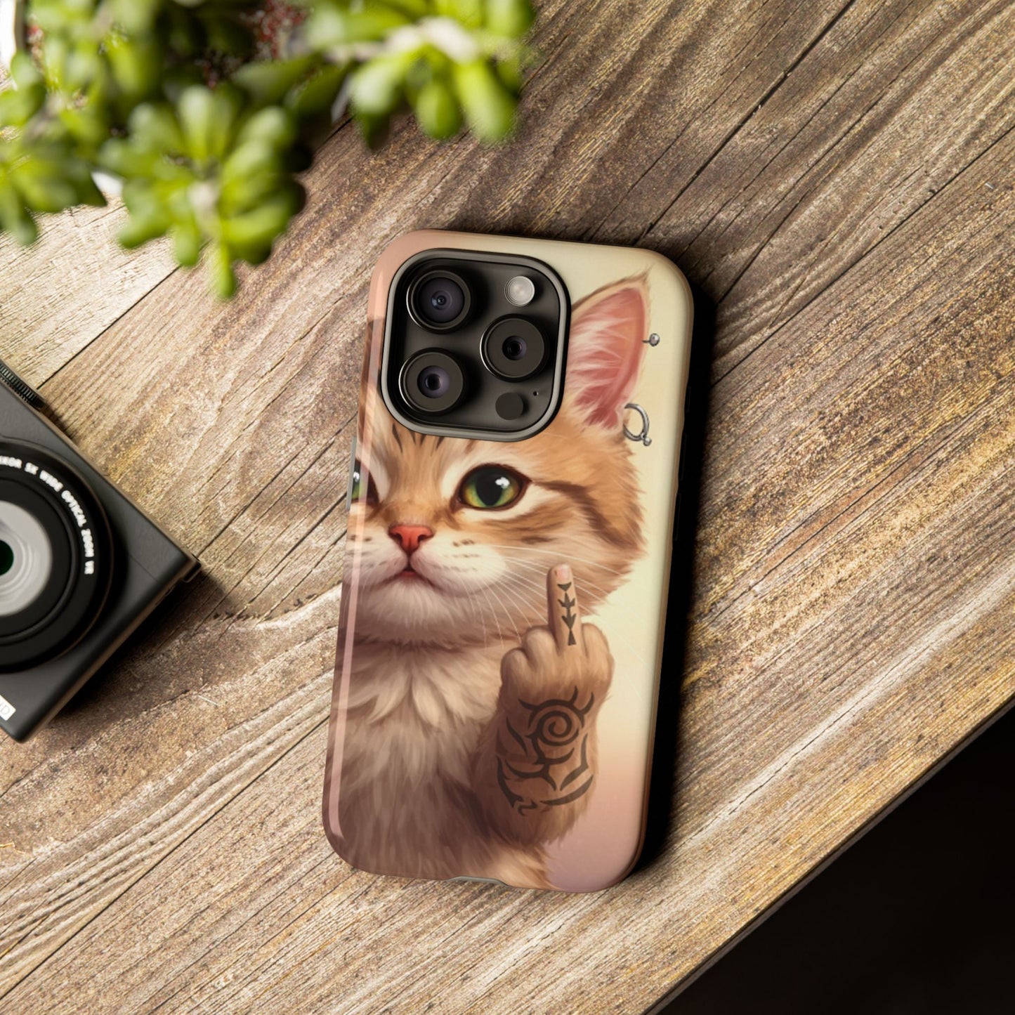 Evil Kitty Giving the Bird Tough Phone Case