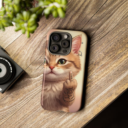 Evil Kitty Giving the Bird Tough Phone Case