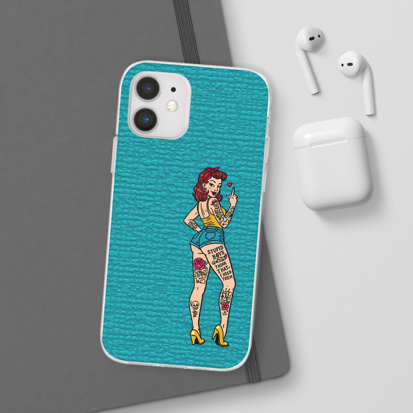 Sassy Pin-Up Stupid Boys Teal Flexi Phone Case