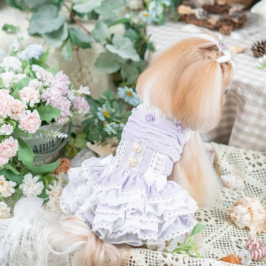 Luxury design dog dress velvet rose 2 colors