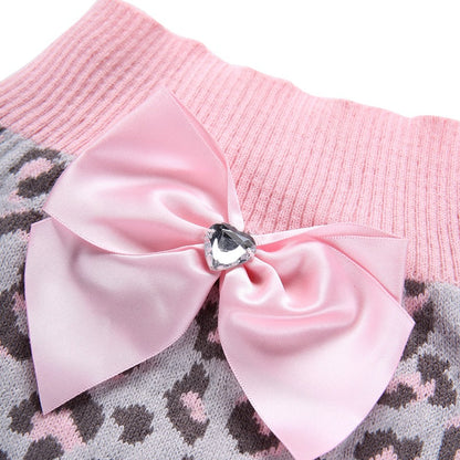 Pink Leopard Knit Dog Sweater