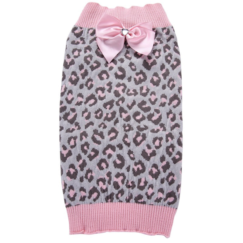 Dog sweater pink leopard